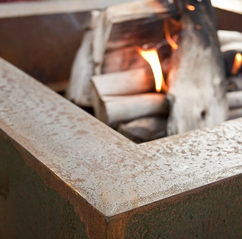 Wood Burning Fire Tables 90cm*90cm Square Corten Steel Fire Pit