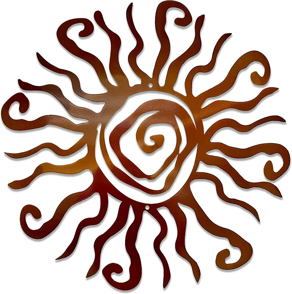 Copper Wacky Sun PVC Wall Art Indoor Outdoor Decoration Wall Sculpture - Ideal for Garden Home Farmhouse Patio and Bedroom Decoration