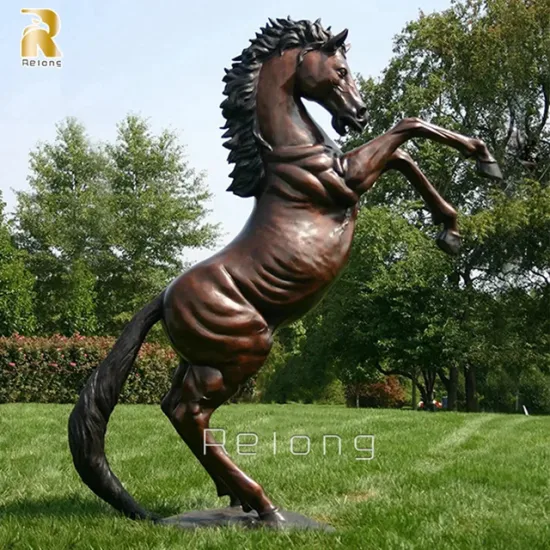 Statue d'animal en métal d'art antique grandeur nature en plein air personnalisé ornement de parc Sculpture de cheval en bronze décor de parc de jardin