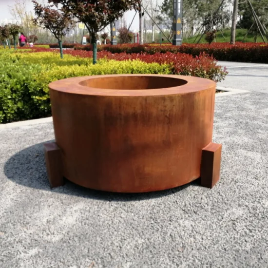 Rusty Firepit Table Foyer sans fumée en acier Corten avec couvercle