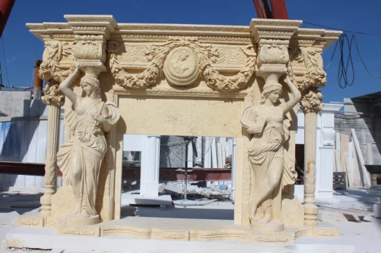 Colonne Lady Statue cheminée en marbre sculpté avec des fleurs (SY-MF178)