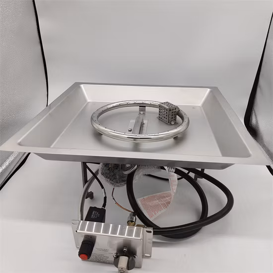 Poêle à feu et brûleur rectangulaires en acier inoxydable de 18 po x 6 po