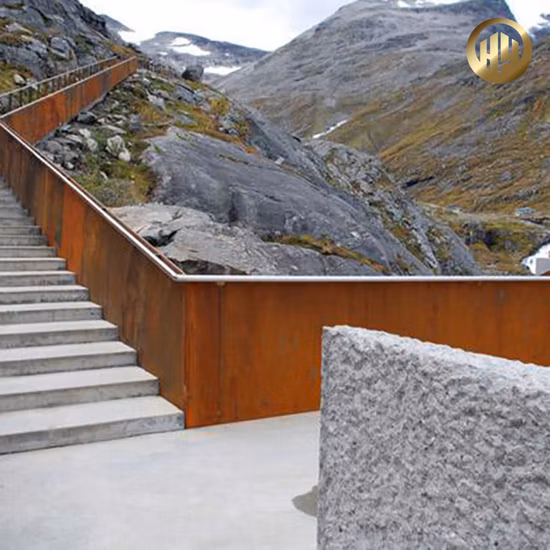 Bordure de jardin en métal rouillé simple extérieur en acier corten rectangulaire