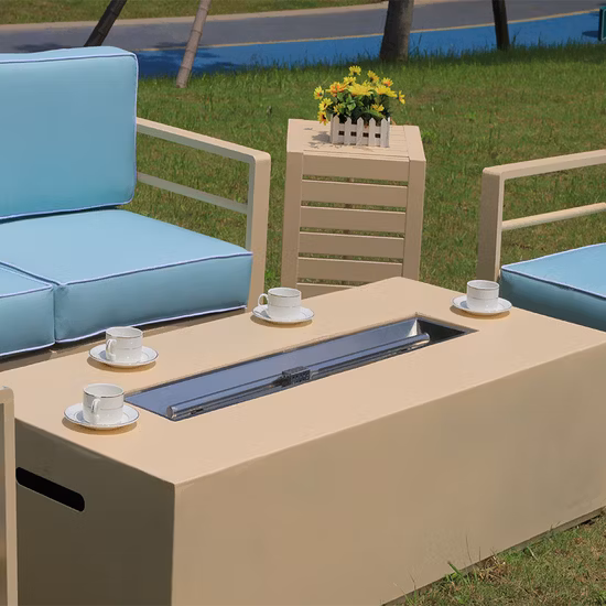 Ensemble de chat extérieur avec table de feu, ensemble de 5 pièces, blanc